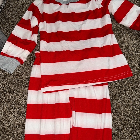 Red and White Striped Kids Pajamas - Picture 2 of 2